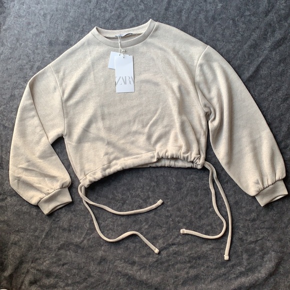 Zara women’s beige ruched soft sweatshirt| Size S - Picture 3 of 11